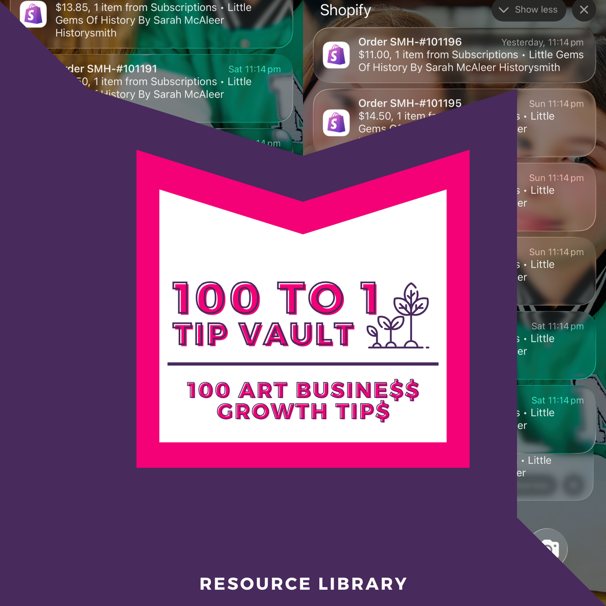 100 To 1 Tip Vault | 100 Art Business Growth Tips With Action Tasks | Resource Library